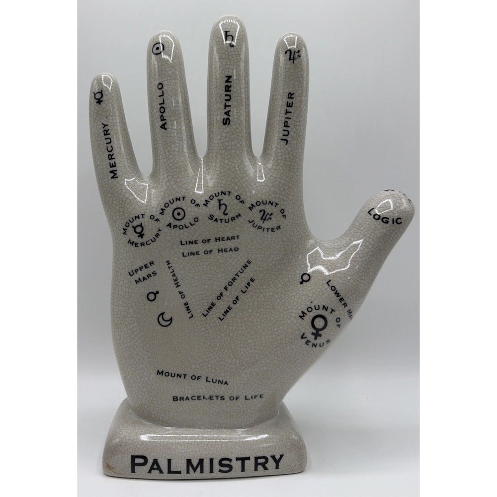 Vintage Ceramic Palmistry Hand. Chiromancy / Chirology Palm Reading 12"X8"